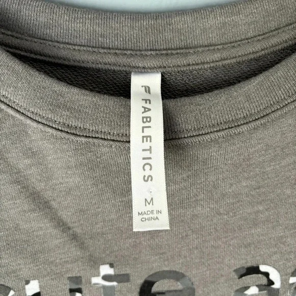 Fabletics Medium “Cute AF” Terry Stacey Pullover Sweatshirt Gray Camo - Picture 5 of 6